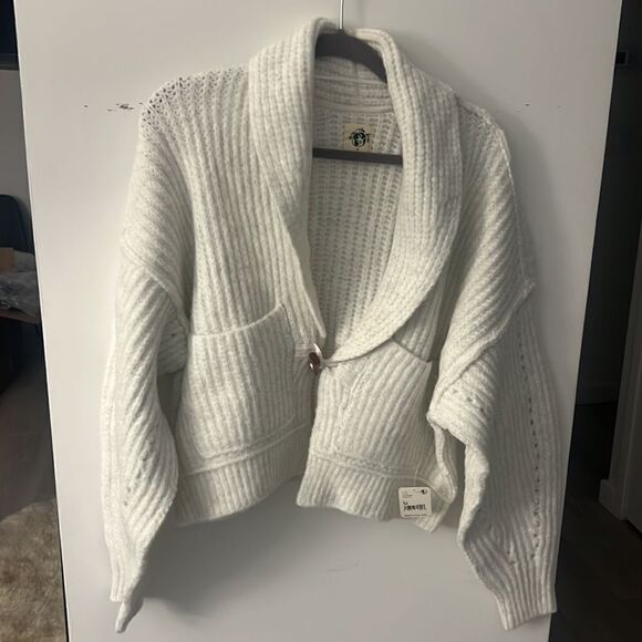 NWT Free People knot cardigan ivory - Picture 3 of 10